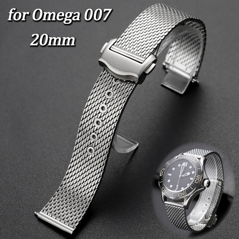 Omega Watch Seamaster - Pulseira de Malha de Aço Inoxidável