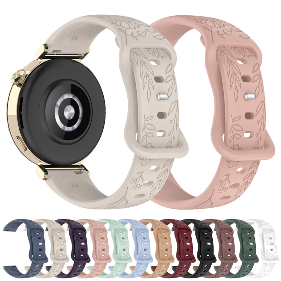 Silicone Watch Band 22Mm - Pulseira de Silicone 3D com Flores