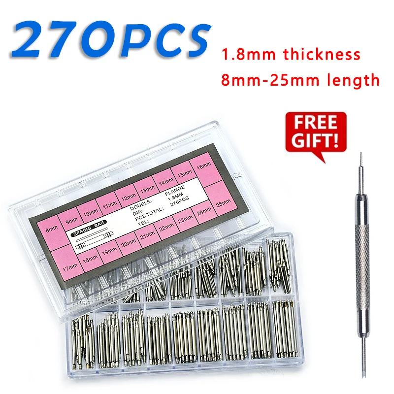 Spring Bar Tool Set - 270 peças/conjunto de Pinos de Mola