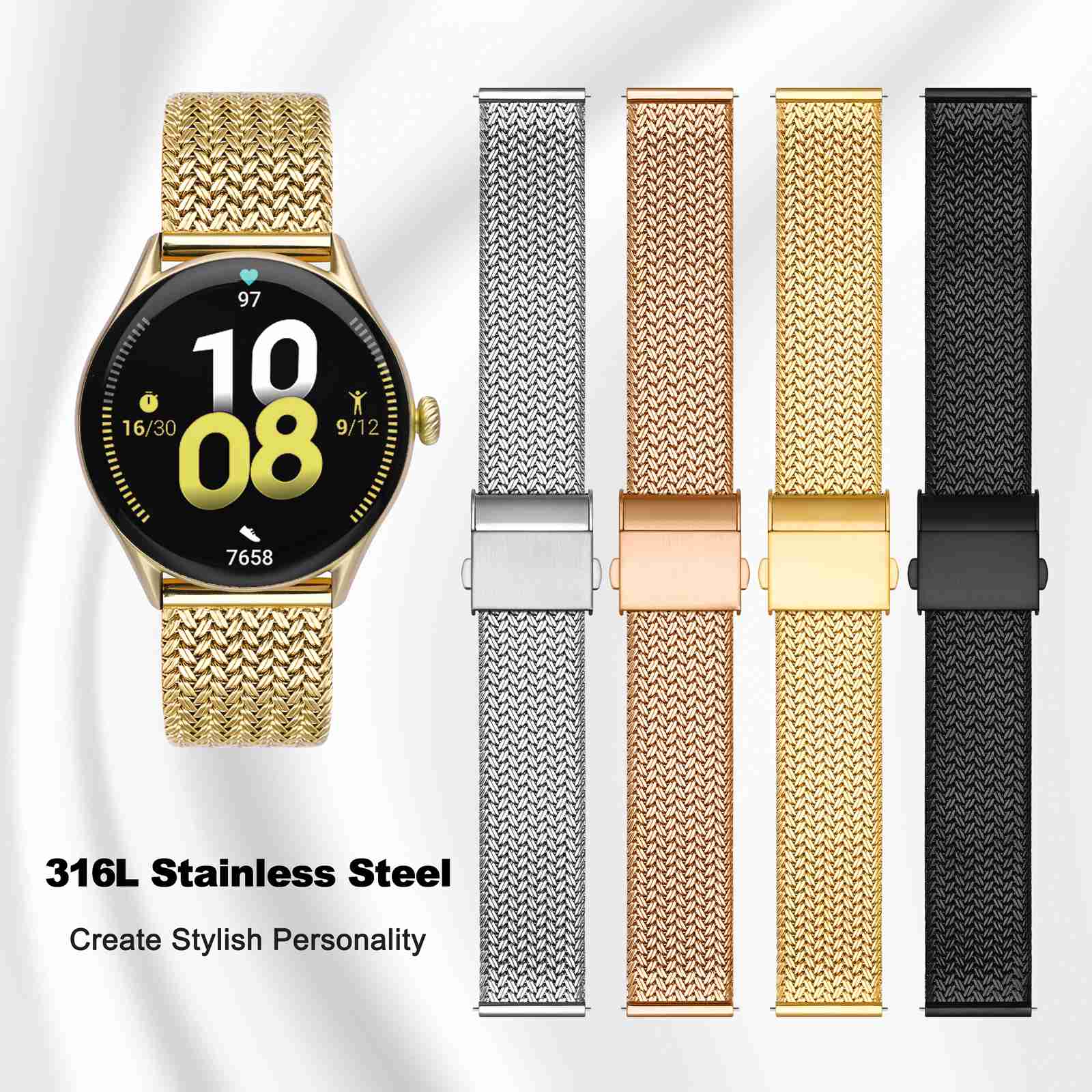 WOCCI Pulseiras de relógio de  - Mesh Strap Metal avaliação e preço